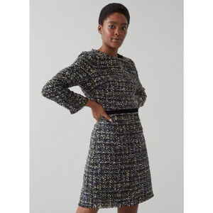 LK Bennett Leena Black Lurex Tweed Dress, size US 12